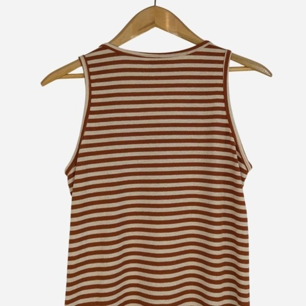 Toad&Co Piru Henley Midi Tank Dress Striped Rust Cream Hemp Medium - Picture 5 of 8